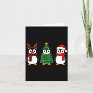 Retro Christmas Penguin Santa Reindeer  Card