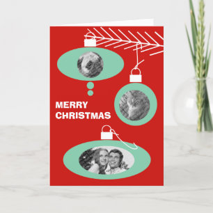 Retro Christmas Photo Card - Retro Ornaments