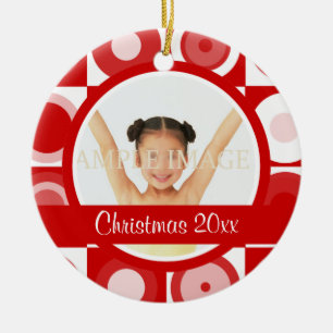 Retro Christmas photo personalise Ceramic Tree Decoration
