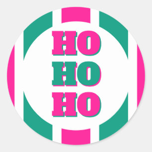 Retro Christmas Pink and Green Stripe Design Classic Round Sticker