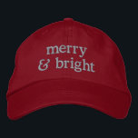 Retro Christmas Pink Red Merry Bright Custom Chic Embroidered Hat<br><div class="desc">Celebrate the holiday season in style with this chic and festive "Merry & Bright" embroidered baseball cap. Featuring retro-inspired text and a vibrant pink and red palette, this trendy Christmas accessory is perfect for adding a fun, nostalgic touch to your holiday outfits. Whether you're attending a holiday party, decorating the...</div>