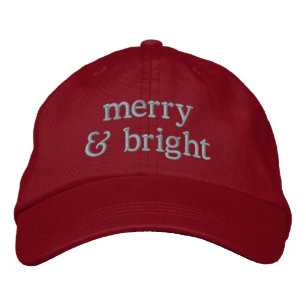 Retro Christmas Pink Red Merry Bright Custom Chic Embroidered Hat