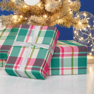 Retro Christmas Plaid Wrapping Paper