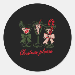 Retro Christmas Please Retro Festive Tail Coquette Classic Round Sticker