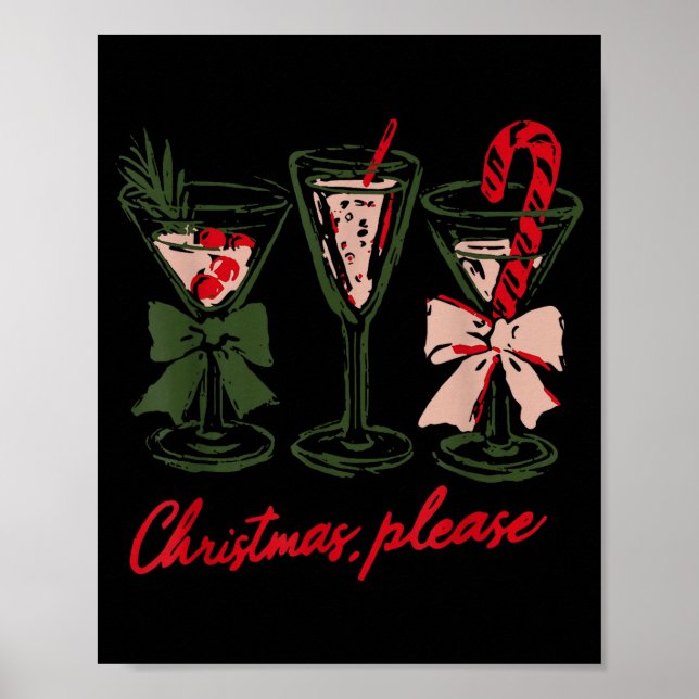 Retro Christmas Please Retro Festive Tail Coquette Poster (Front)