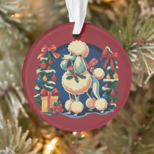 Retro Christmas Poodle Vintage 1950's Holiday Dog Ornament