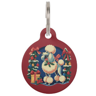 Retro Christmas Poodle Vintage 1950's Holiday Dog  Pet Tag