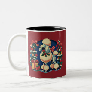 Retro Christmas Poodle Vintage 1950's Holiday Dog Two-Tone Coffee Mug