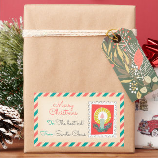 Retro Christmas Postage Stamps Labels - Candle
