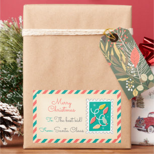 Retro Christmas Postage Stamps Labels - Colourful