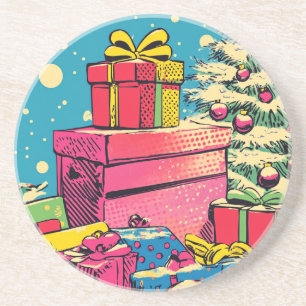Retro Christmas Presents Coaster