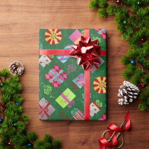 Retro Christmas Presents Wrapping Paper