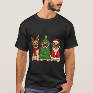 Retro Christmas Puggle Santa Reindeer Dog Lover T-Shirt