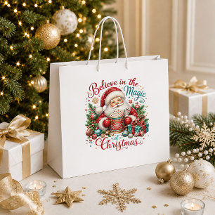 Retro Christmas Red Green Holiday Gift Bag Style