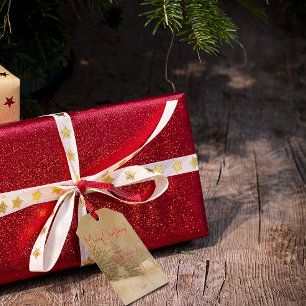 Retro Christmas red typography Gift Tag