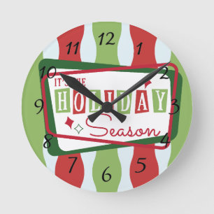 Retro Christmas Round Clock
