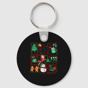Retro Christmas Santa Claus Cocoa Xmas Tree Snowma Key Ring