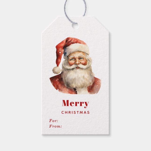 Retro Christmas Santa Claus Gift Tags (Front)