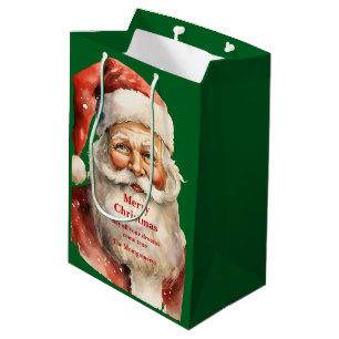Retro Christmas Santa Claus Medium Gift Bag