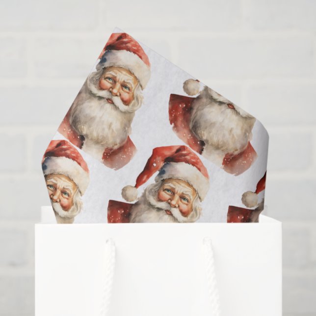 Retro Christmas Santa Claus Pattern Tissue Paper (Gift Bag)