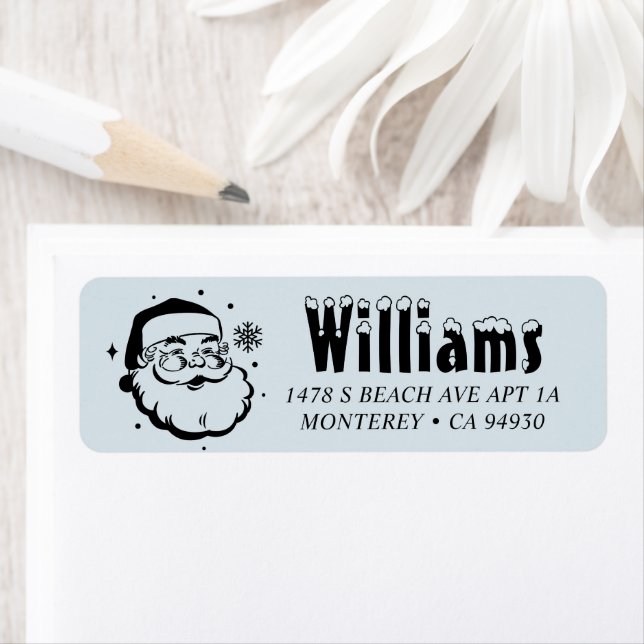 Retro Christmas Santa Claus Snow Return Address (Insitu)