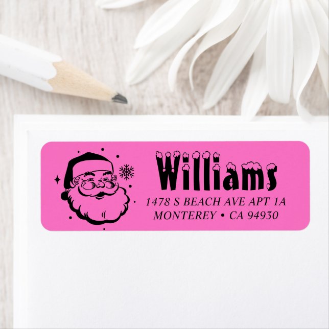 Retro Christmas Santa Claus Snow Return Address (Insitu)