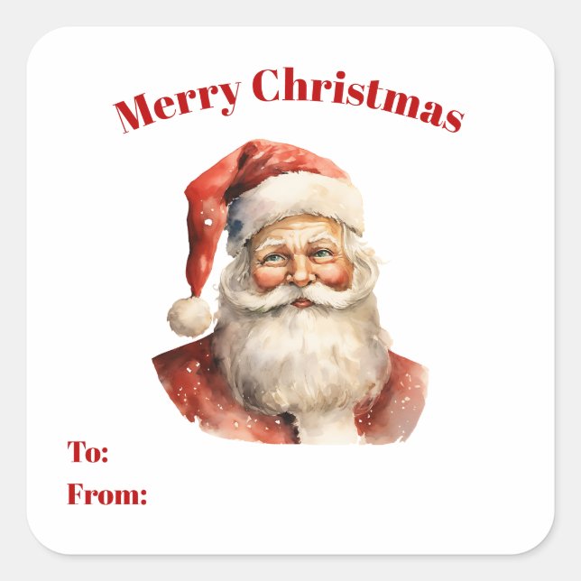 Retro Christmas Santa Claus To and From Gift Square Sticker (Front)