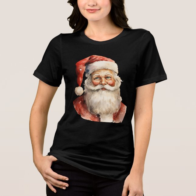Retro Christmas Santa Claus Tri-Blend Shirt (Front)