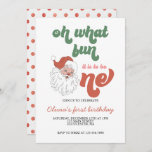 Retro Christmas Santa First Birthday Invitation<br><div class="desc">Oh what fun,  it is to be One! Retro Christmas Santa first birthday party invitation with retro style santa and red polka dot back.</div>