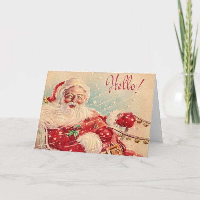 Retro Christmas Santa Greeting Card (Front)
