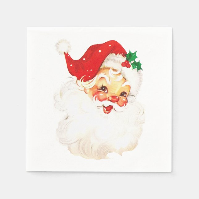 Retro Christmas Santa Napkin (Front)