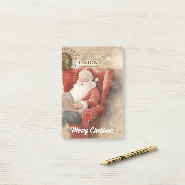 Retro Christmas Santa Post-it Notes (On Desk)