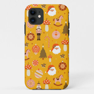 Retro Christmas Santa rocking horse pattern Case-Mate iPhone Case