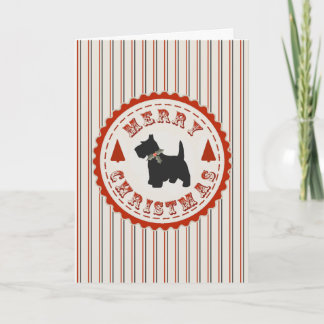 Retro Christmas Scottish Terrier Dog Custom Holiday Card