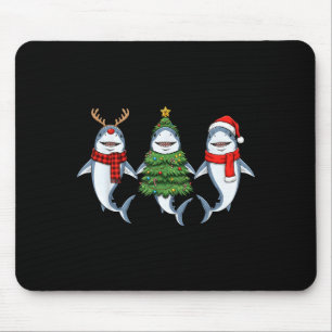 Retro Christmas Shark Santa Reindeer Mouse Pad