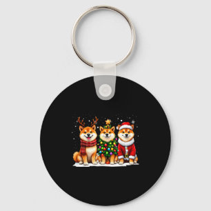 Retro Christmas Shiba Inu Santa Reindeer Dog Lover Key Ring
