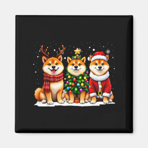 Retro Christmas Shiba Inu Santa Reindeer Dog Lover Magnet