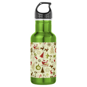 Retro Christmas Sketch Seamless Pattern 532 Ml Water Bottle