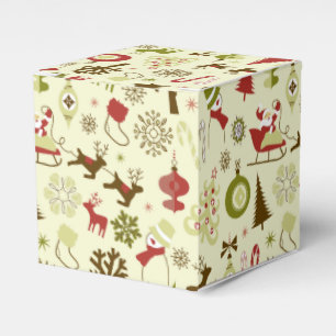 Retro Christmas Sketch Seamless Pattern Favour Box