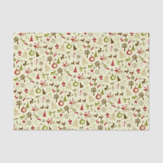 Retro Christmas Sketches Seamless Pattern Tissue Paper