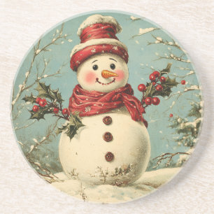 Retro Christmas Snowman Coaster