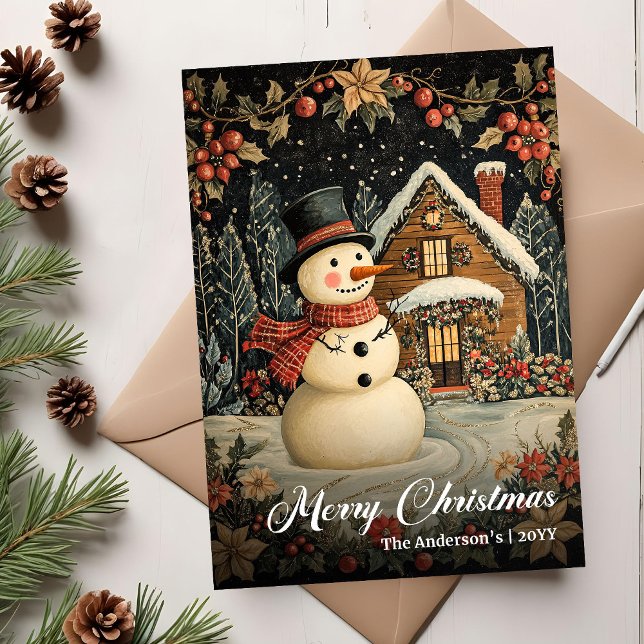 Retro Christmas Snowman Printable Greeting Card (Retro Christmas Snowman Printable Greeting Card)
