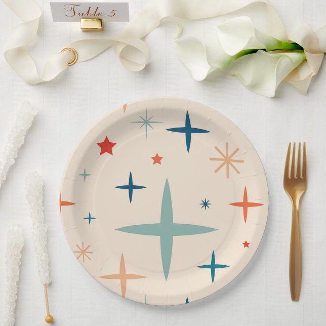 Retro Christmas Sparkle Holiday Party  Paper Plate (Wedding)