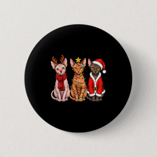 Retro Christmas Sphynx Cat Santa Reindeer 6 Cm Round Badge