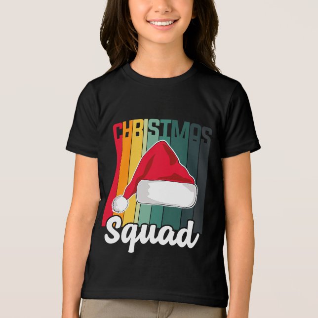 Retro Christmas Squad Santa Hat Festive Tri-Blend Shirt (Front)