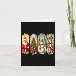 Retro Christmas Squad Santa Snowman Deer Xmas Tree Card