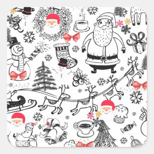 Retro Christmas Square Sticker