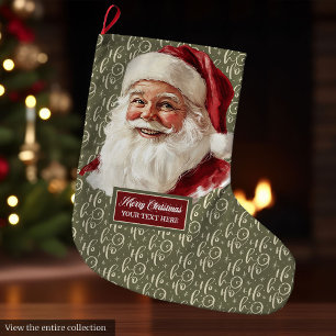 Retro Christmas Stocking with Old Fashioned Santa