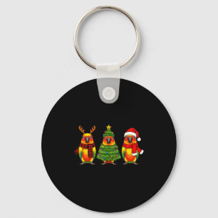 Retro Christmas Sun Conure Parrot Santa Reindeer  Key Ring