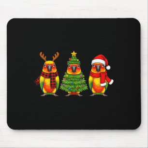 Retro Christmas Sun Conure Parrot Santa Reindeer  Mouse Pad
